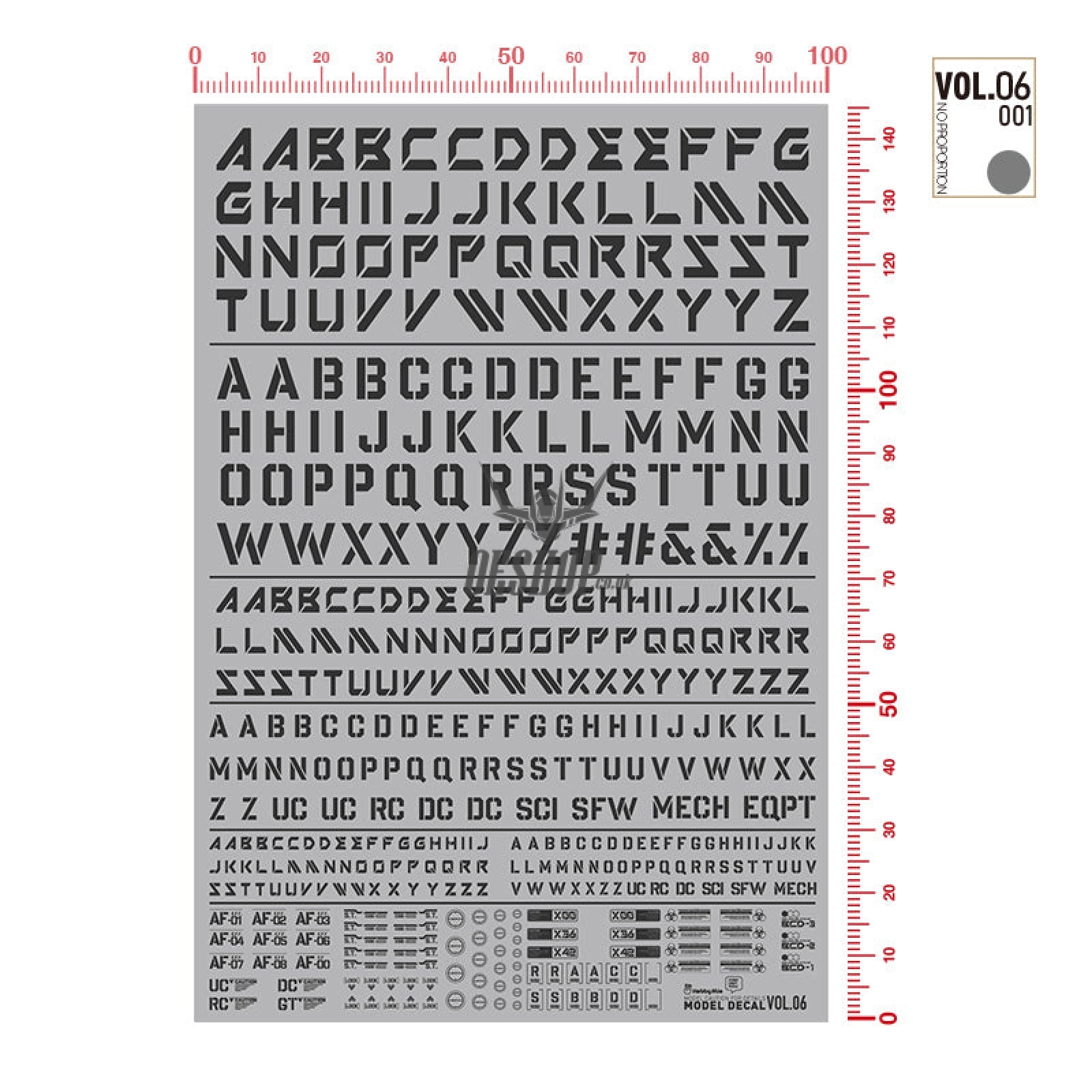 Hobbymio Vol.06 Model Decals English Characters With Uv Options Vol.06/001