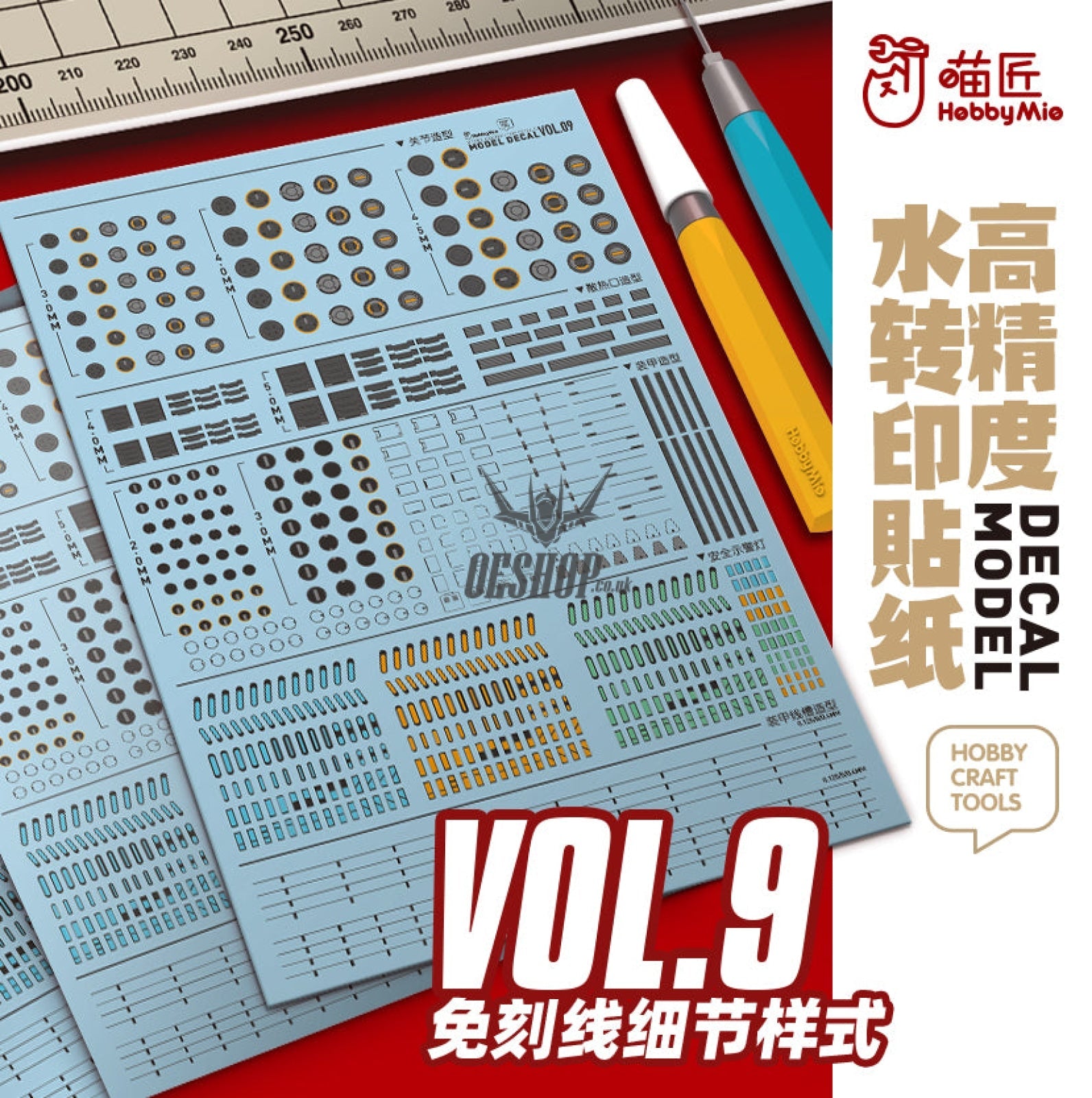 Hobbymio Vol.09 Model Decals Panel Lining Effect With Uv Options