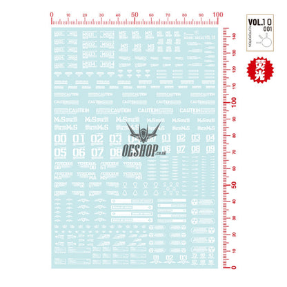 Hobbymio Vol.10 Model Decals Universal For Scale 1/100 & 1/144 Gundam With Uv Options Vol.010/001