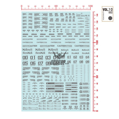Hobbymio Vol.10 Model Decals Universal For Scale 1/100 & 1/144 Gundam With Uv Options Vol.010/002