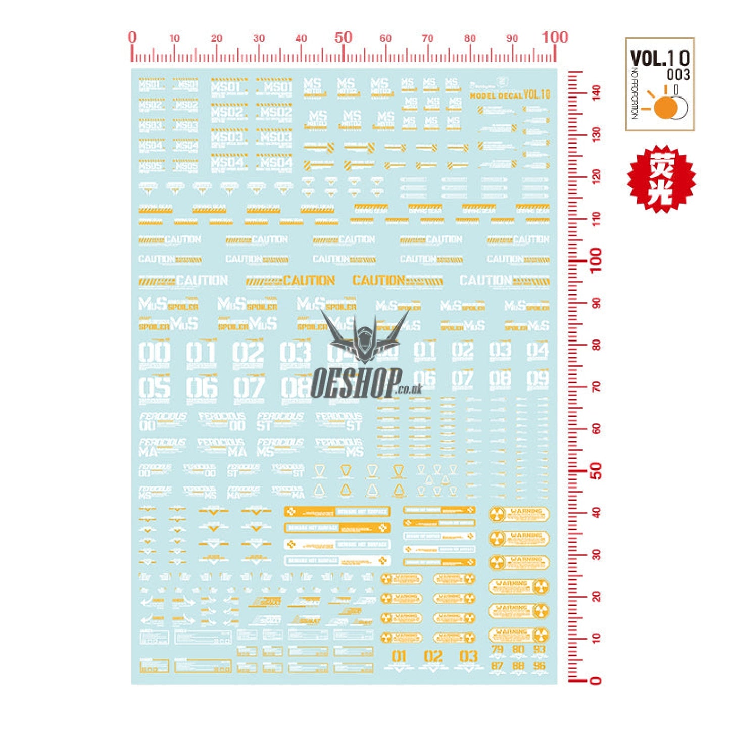Hobbymio Vol.10 Model Decals Universal For Scale 1/100 & 1/144 Gundam With Uv Options Vol.010/003
