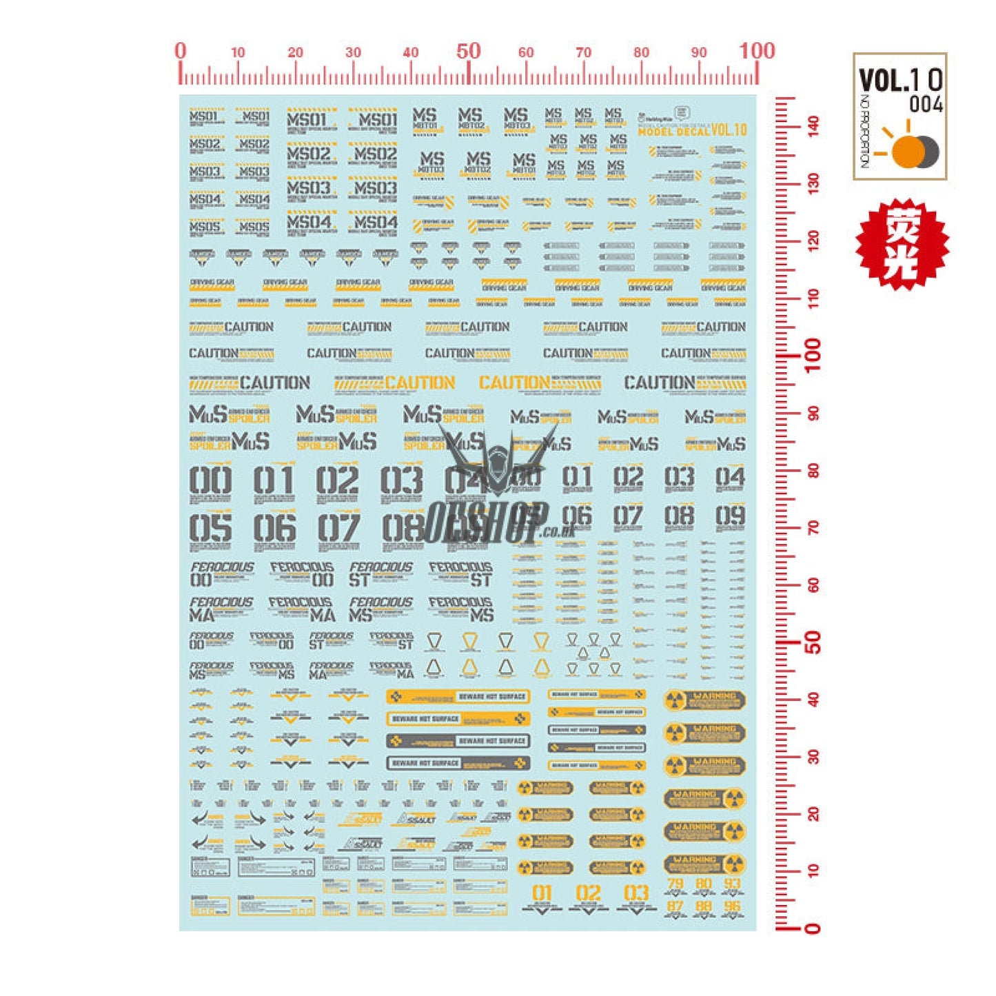 Hobbymio Vol.10 Model Decals Universal For Scale 1/100 & 1/144 Gundam With Uv Options Vol.010/004