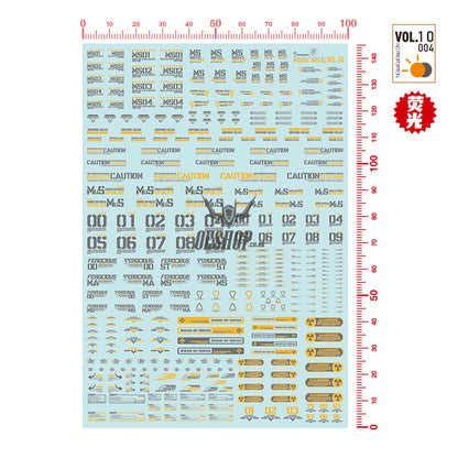 Hobbymio Vol.10 Model Decals Universal For Scale 1/100 & 1/144 Gundam With Uv Options Vol.010/004