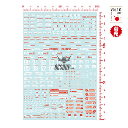 Hobbymio Vol.10 Model Decals Universal For Scale 1/100 & 1/144 Gundam With Uv Options Vol.010/005