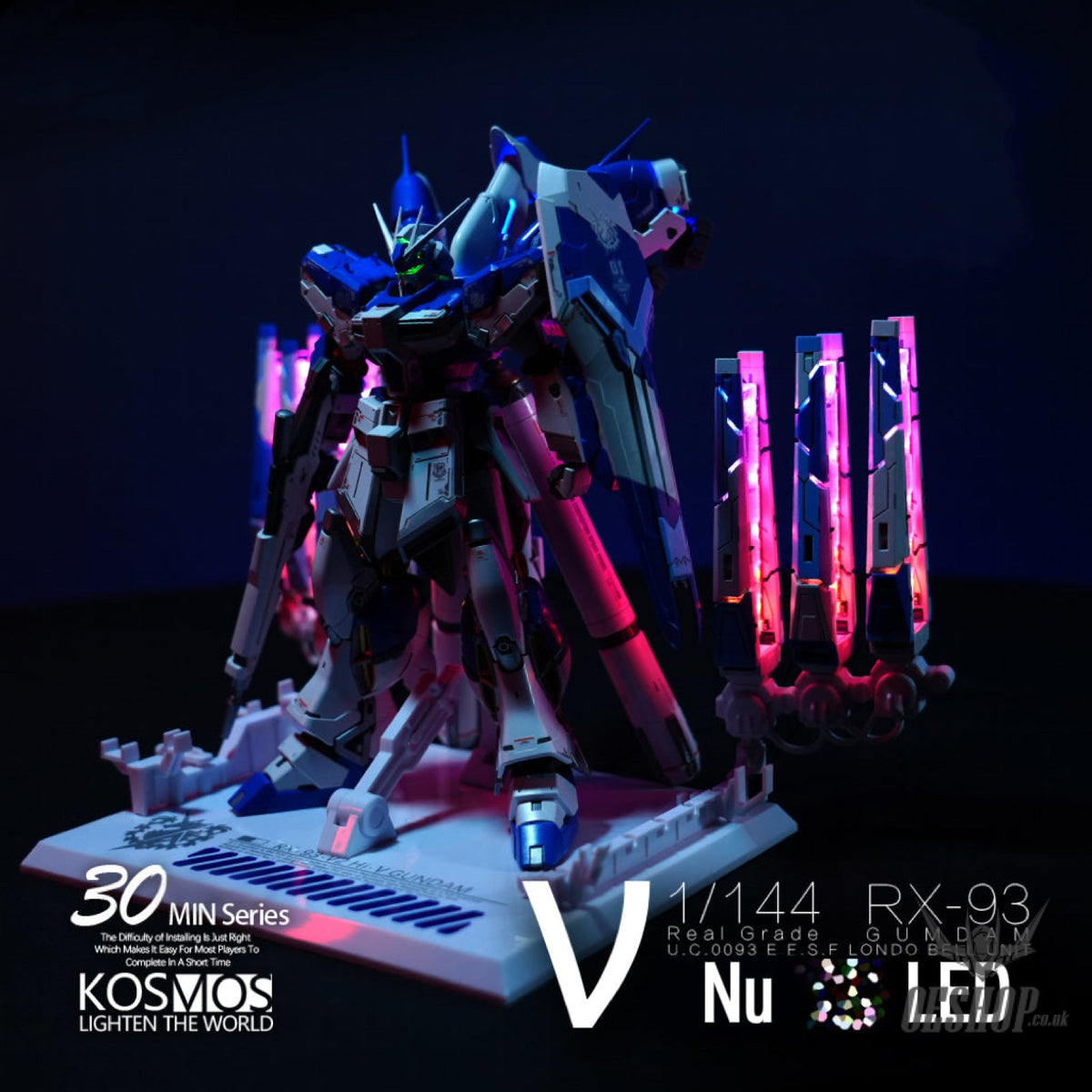 KOSMOS LED Unit For RG 1/144 RX-93 Nu / Hi-V Gundam Floating Gun Nu Floating Gun + Hi-Nu Gundam Backpack Track Lighting